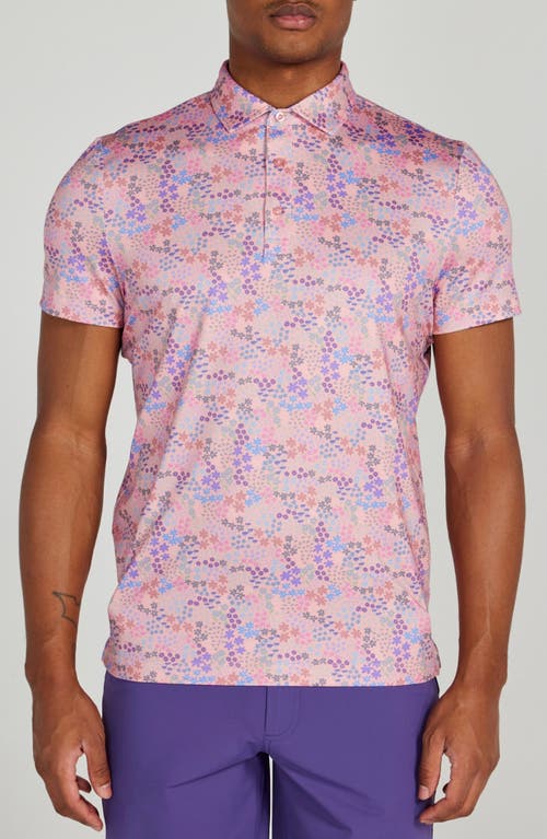 Shop Redvanly Rhodes Floral Performance Golf Polo In Peony Multi