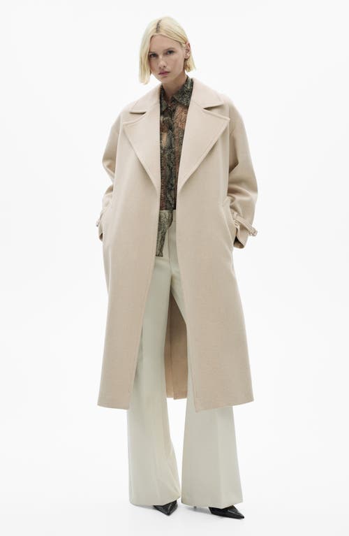 MANGO MANGO TIE BELT WOOL BLEND COAT