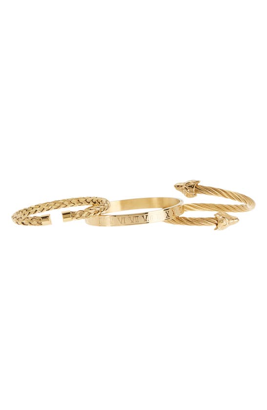 Shop Eye Candy Los Angeles 3-piece Titanium Mixed Bracelet Set In Gold