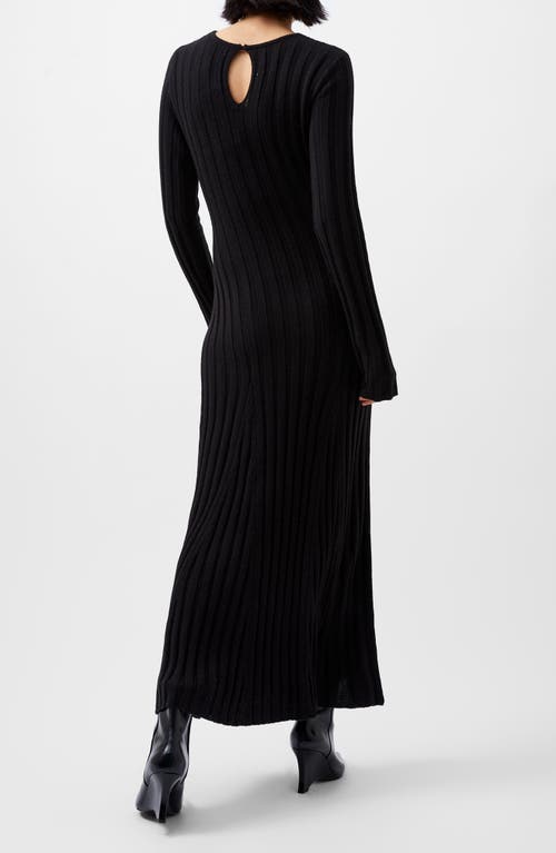 French Connection Long Sleeve Rib Maxi Sweater Dress In Black
