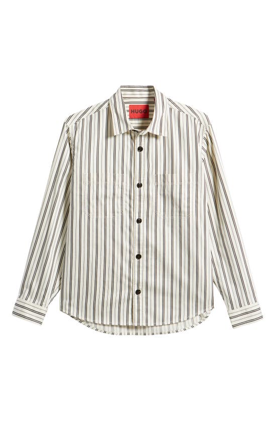Hugo Boss Erato Stripe Button-up Shirt In Open White