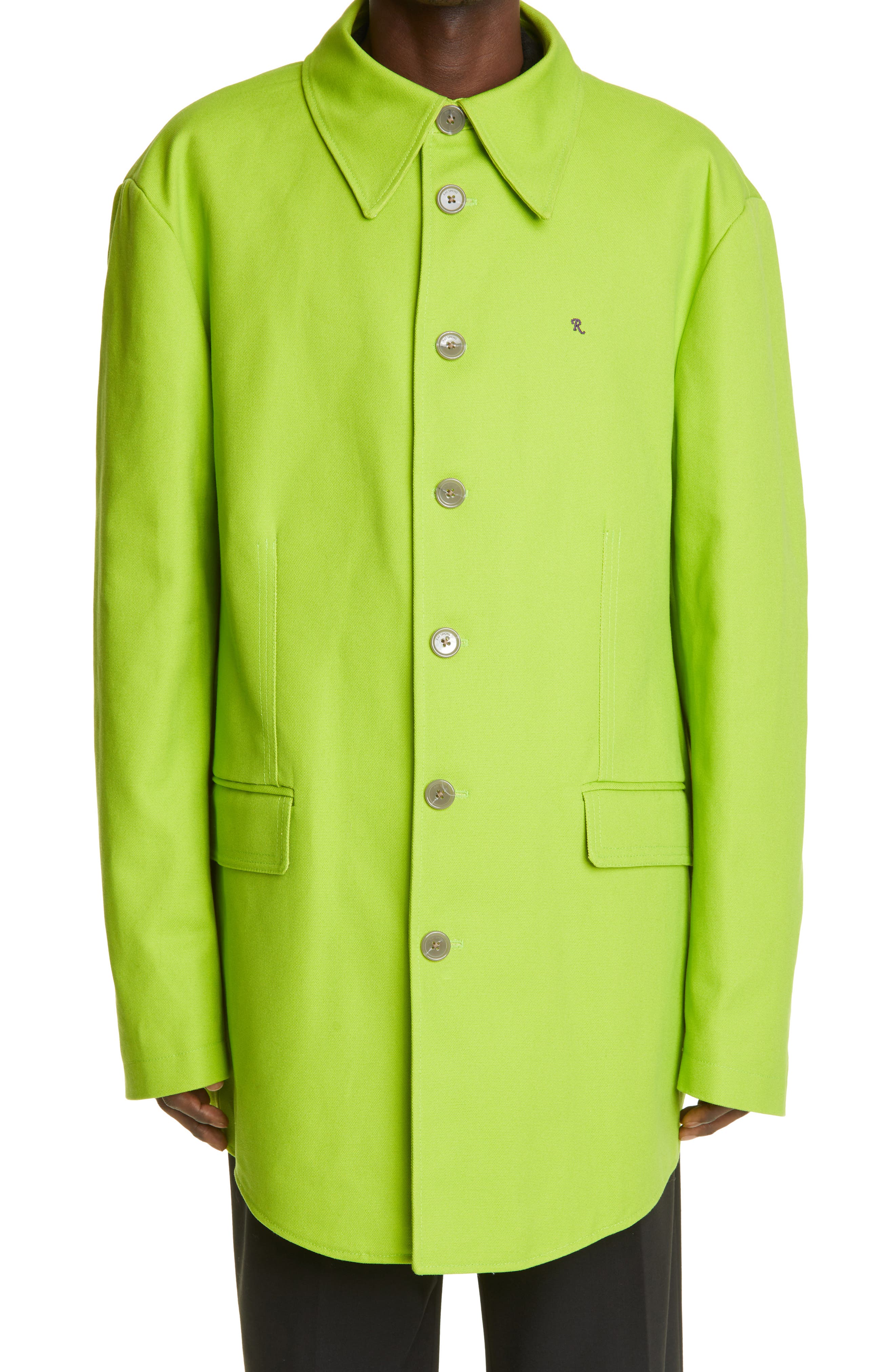 Raf Simons Oversize Cotton Jacket in Green at Nordstrom, Size 38 Us