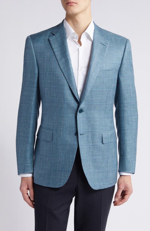 Canali Siena Regular Fit Windowpane Check Wool & Silk Blend Sport Coat Green at Nordstrom, Us