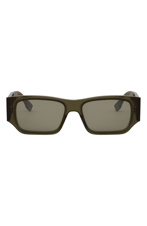 Shop Fendi Ff Squared 54mm Rectangular Sunglasses In Shiny Dark Green/green