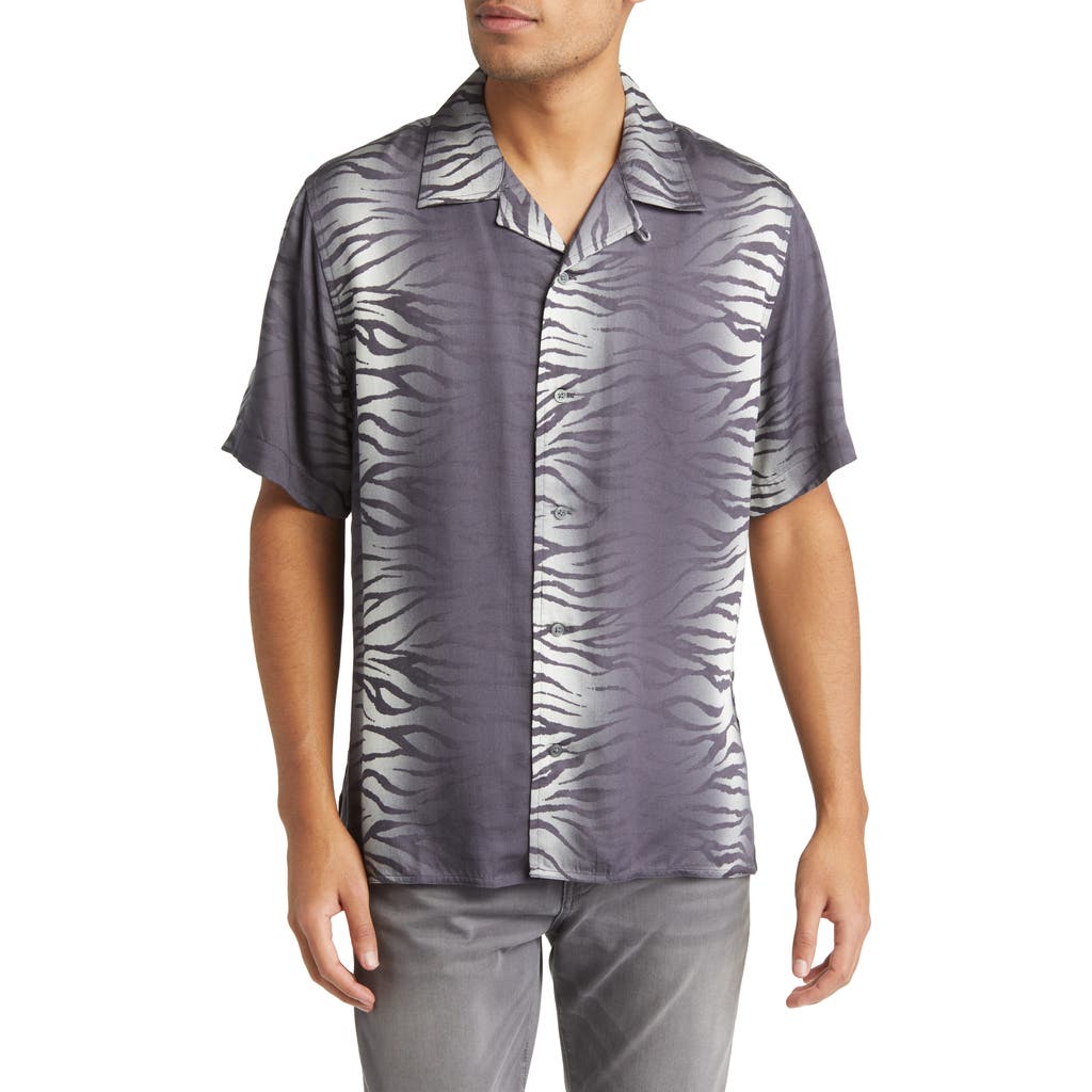 John Varvatos Danny Short Sleeve Button-up Camp Shirt In Black