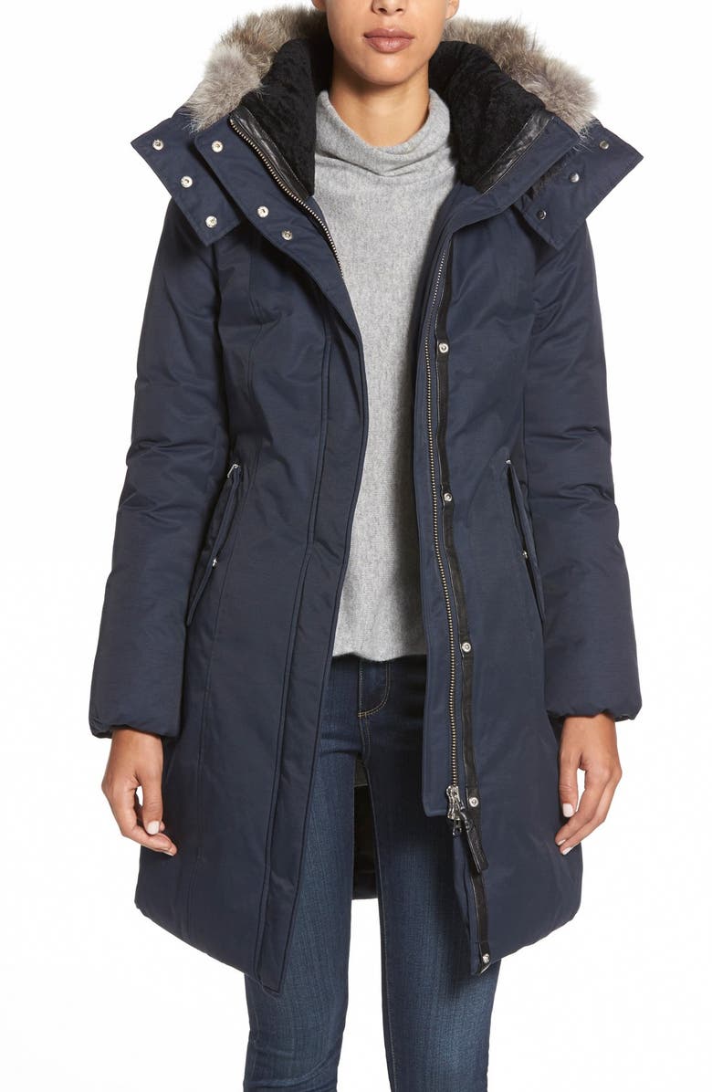 Mackage Hooded Long Down Coat with Genuine Coyote Fur & Genuine ...