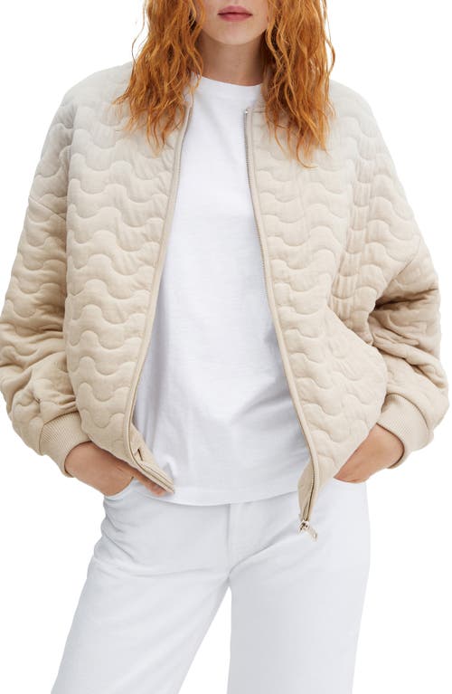 MANGO Oversize Quilted Bomber Jacket in Beige at Nordstrom, Size Small