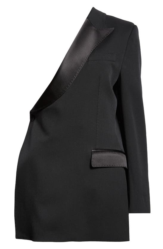 Dolce & Gabbana One-shoulder Wool Gabardine Jacket In N0000 Nero