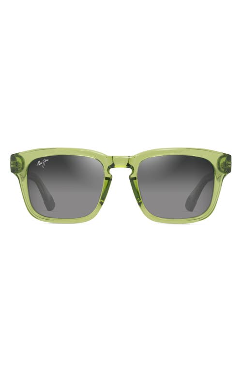Maui Jim Maluhia 52mm Gradient PolarizedPlus2 Square Sunglasses in Shiny Trans Grass Green at Nordstrom