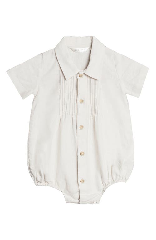 NORALEE Henry Linen Blend Romper in White at Nordstrom, Size 18M