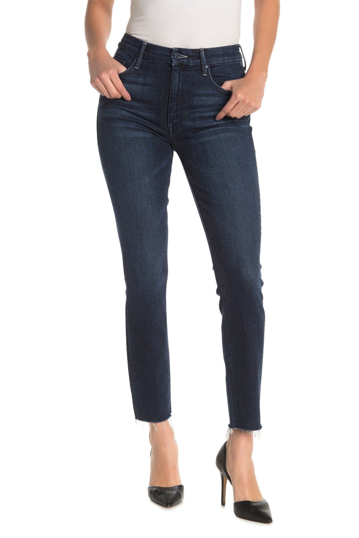 High Waist Looker Frayed Ankle Jeans 