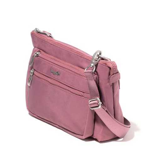 Baggallini Pocket Belt Bag Waist Pack And Crossbody In Mauve Twill
