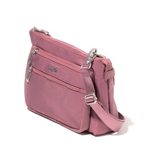 Shop Baggallini Pocket Belt Bag Convertible Crossbody Waist Pack In Mauve Twill