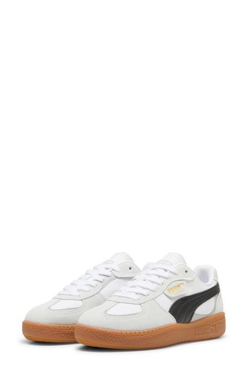 Puma White & Gray Palermo Leather Sneakers In  White- Black