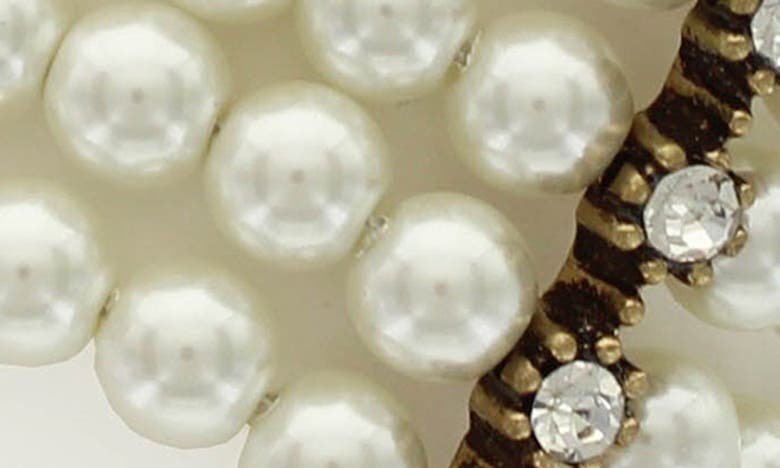 Shop Olivia Welles Neida Imitation Pearl & Crystal Bracelet In Beige