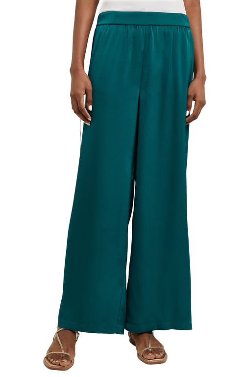 Shop Misook Charmeuse Wide Leg Pants In Spruce