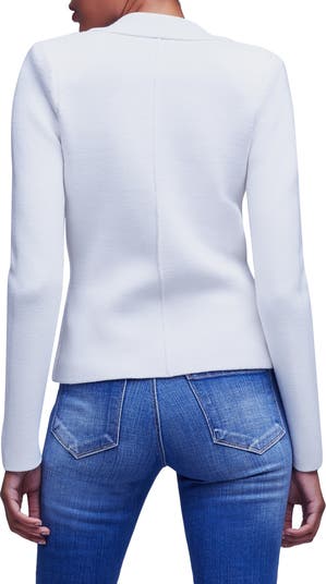 L'AGENCE Sofia Knit Blazer in Blazer White