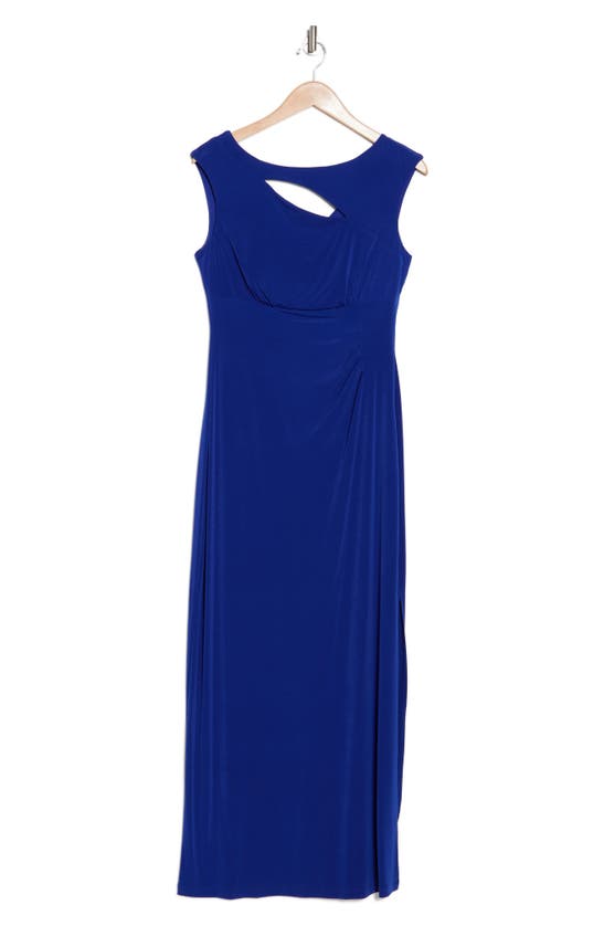 Shop Connected Apparel Cutout Gown In Deep Cobalt