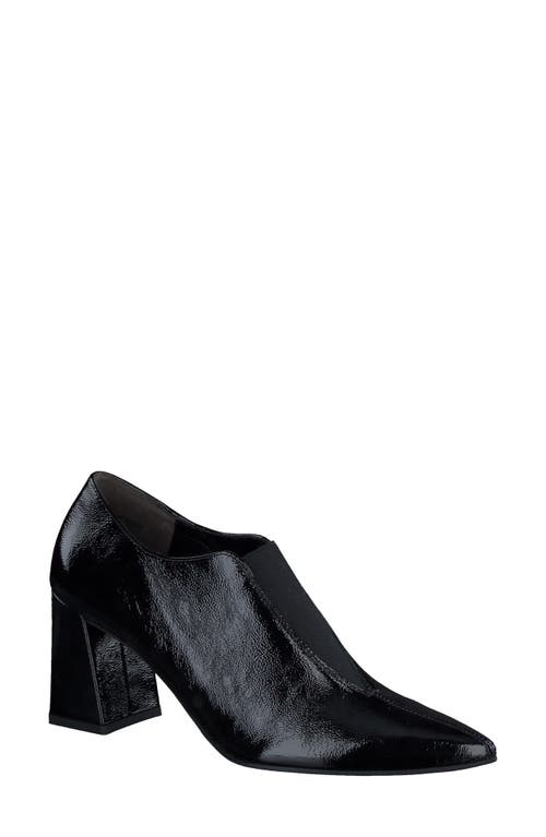Stacia Pointed Toe Bootie in Black Crinkled Patent