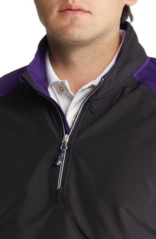 Shop Cutter & Buck Adapt Quarter Zip Wind Resistant Knit Pullover In College Purple/black