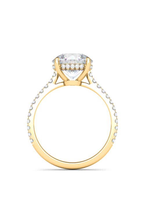 Shop Hautecarat Round Brilliant Cut Pavé Lab Grown Diamond Ring In 2.50 Ctw 18k Yellow Gold