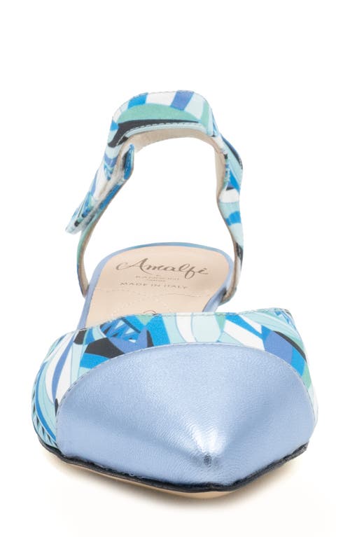 Amalfi By Rangoni Aosta Ankle Strap Pointed Cap Toe Pump In Blu Alvira/aris Etoile
