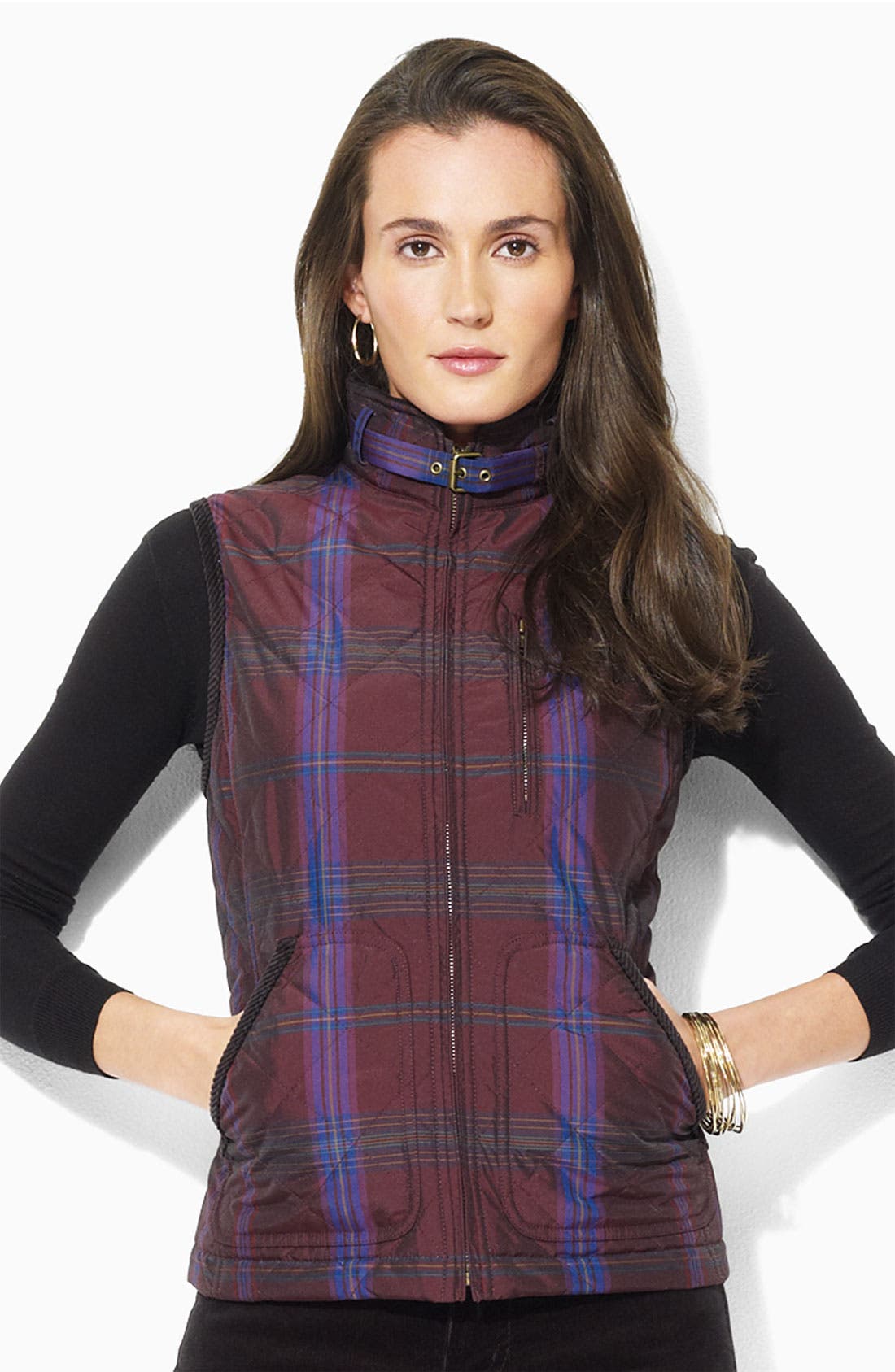 Lauren by Ralph Lauren Plaid Quilted Vest (Petite) Nordstrom