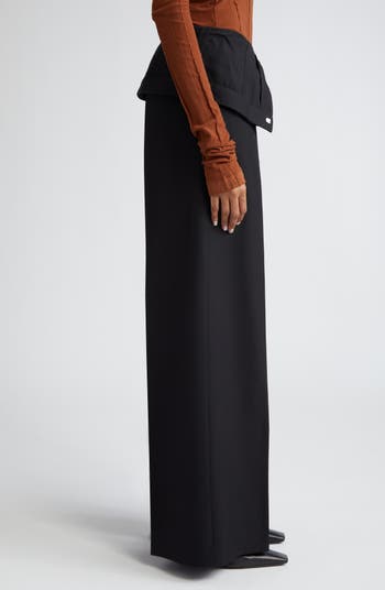 Acne Studios Foldover Waist Pleated Recycled Polyester & Wool Wide