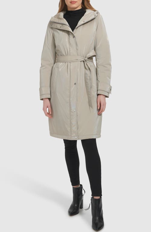 Shop Kenneth Cole New York Sleeker Hooded Raincoat In Stone