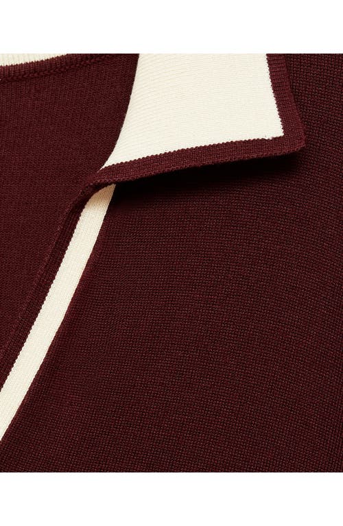 Mango Contrast Collar Knit Dress Burgundy In Burgundy