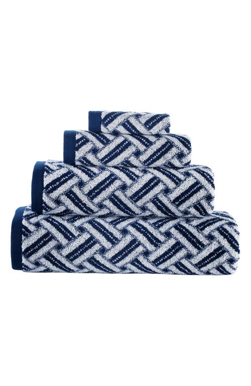 Shop Brooks Brothers Crisscross Stripe 4-pack Turkish Cotton Hand Towels In Navy
