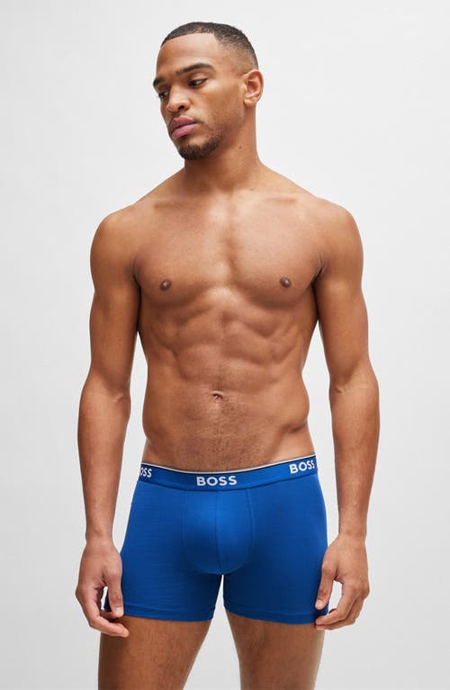 Shop Hugo Boss Boss 3-pack Power Stretch Cotton Boxer Briefs In Blue