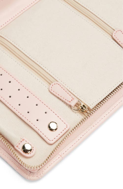 Wolf Caroline Large Leather Jewelry Travel Case In Rose Quartz