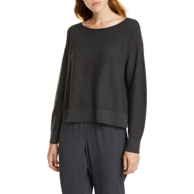 Eileen Fisher Ballet Neck Boxy Sweater, Grey