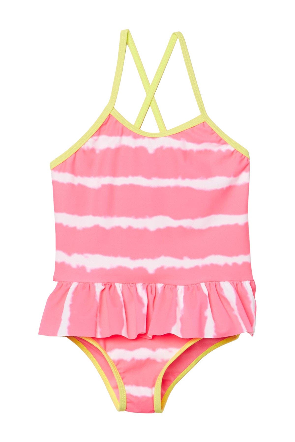 Kensie Girl | Tie-Dye Stripe Ruffled One-Piece Swimsuit | Nordstrom Rack