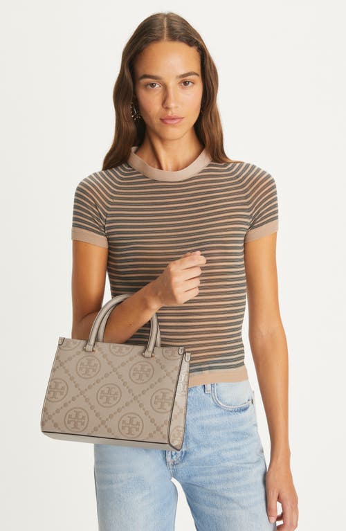 Shop Tory Burch T Monogram Embossed Jacquard Square Tote In Fresh Clay