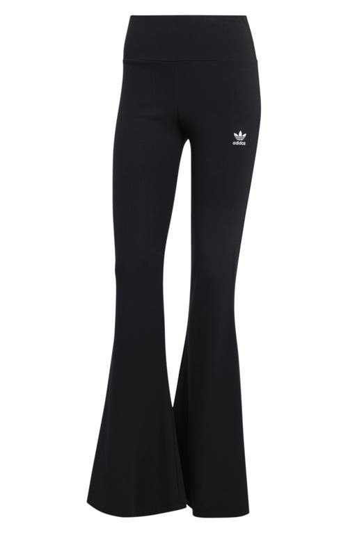 Shop Adidas Originals Adidas Trefoil Essentials Rib Flare Leggings In Black