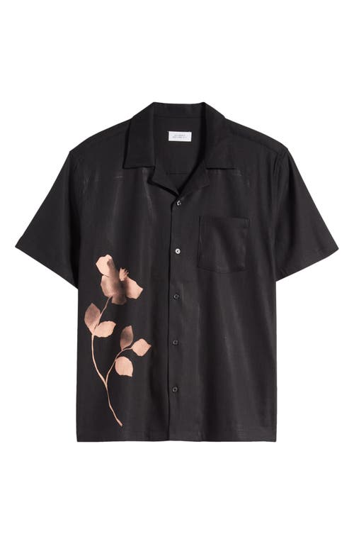 Shop Saturdays Surf Nyc Saturdays Nyc Canty Floral Impressions Linen Blend Camp Shirt In Black