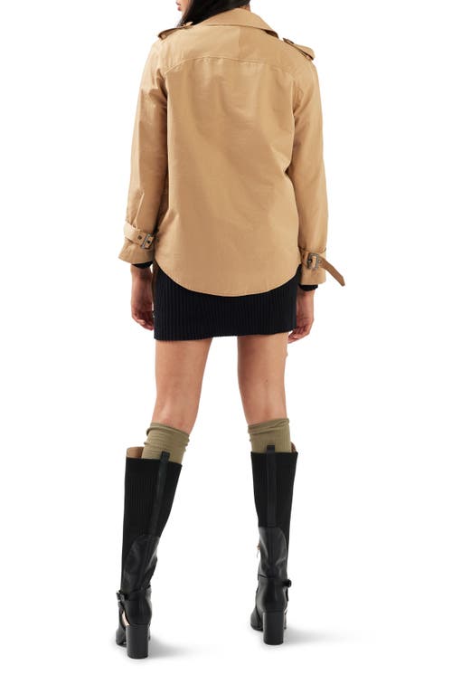 Belle & Bloom Cool Nights Cropped Trench Coat In Khaki
