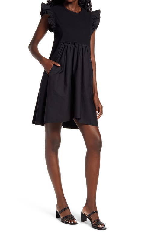 English Factory Mixed Media Ruffle Dress at Nordstrom,