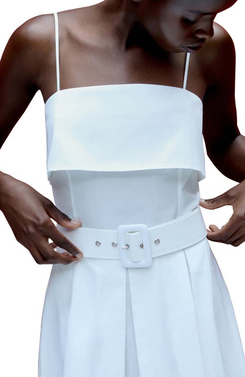 Shop Mango Belted Midi Dress In White