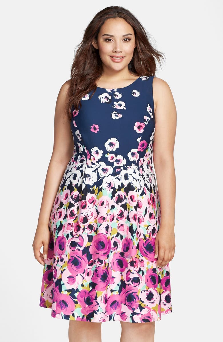 Adrianna Papell Floral Fit & Flare Dress (Plus Size) | Nordstrom
