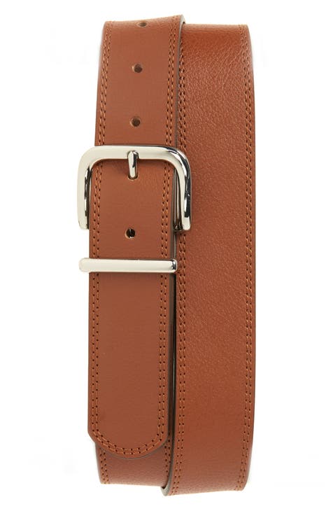Missoni Mens Dark Brown Leather Belt With Yellow Metal Buckle 1 Wide 49  Long