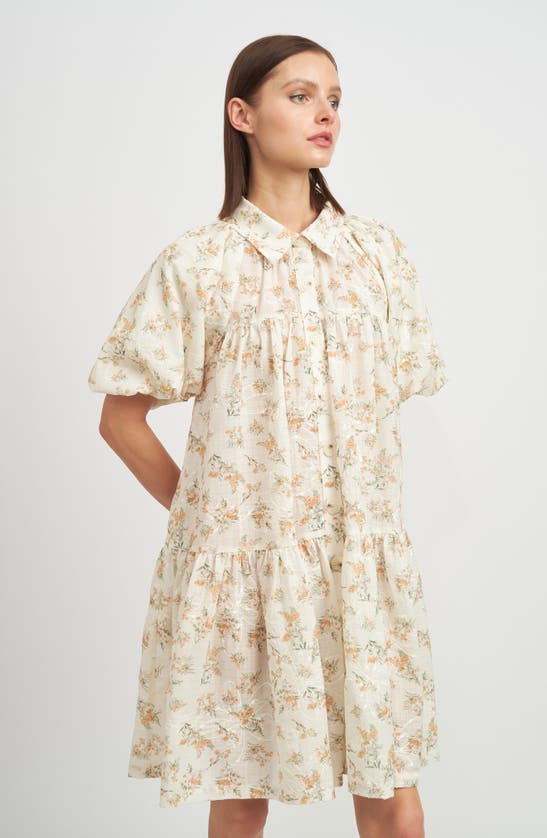 Shop En Saison Hayley Mini Shirtdress In Peach Print