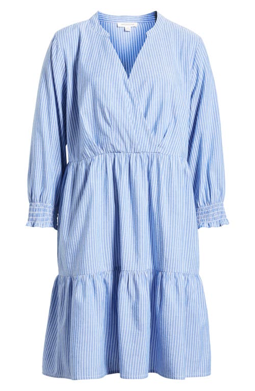 Shop Beachlunchlounge Azalea Stripe Tiered Cotton Blend Dress In Moonlight Street