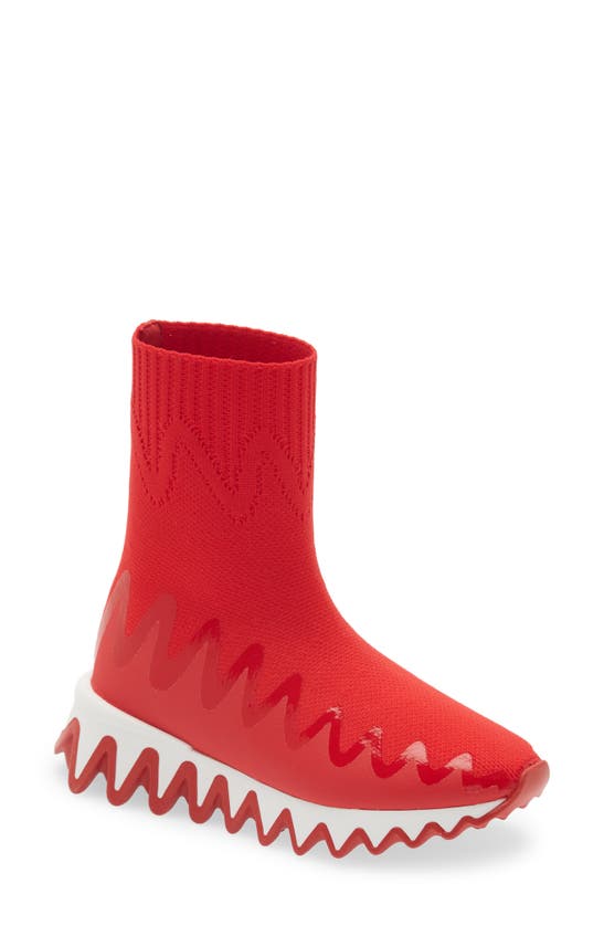 Christian Louboutin Kids' Mini Sharky Sock Sneaker In Version Loubi
