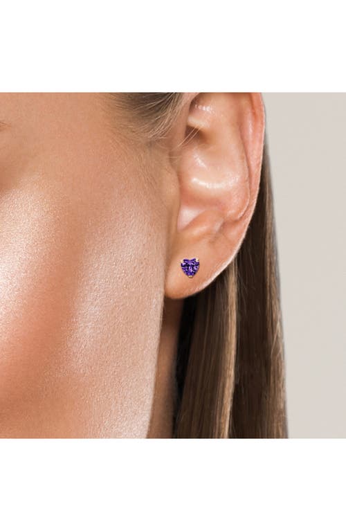 A & M 14k Yellow Gold 6mm Cz Heart Stud Earrings, With Pushback, Women's, Unisex In Yellow/amethyst