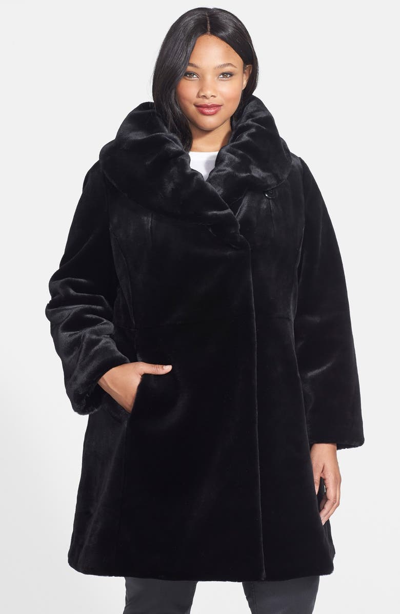 Gallery Shawl Collar Faux Fur Coat (Plus Size) | Nordstrom