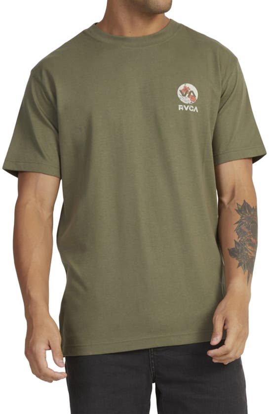 Shop Rvca Drawn In Organic Cotton Graphic T-shirt In Olive