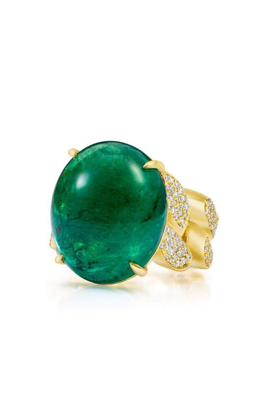 Shop Mindi Mond Colombian Emerald & Diamond Ring In Gold/emerald